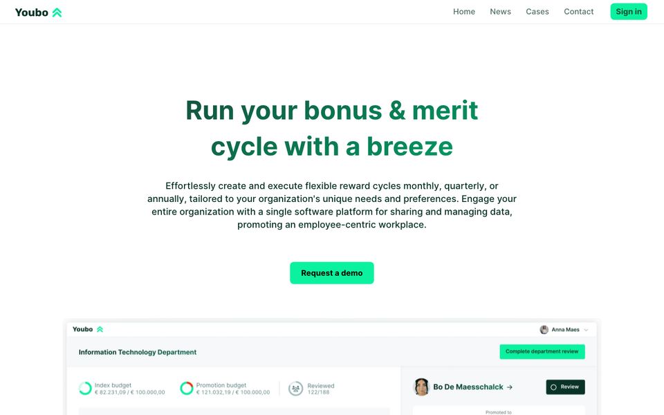 Homepage van Youbo